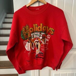 Vintage 90s Artex Taz Christmas Sweatshirt Holidays  Looney Tunes Medium